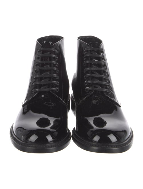 Saint Laurent Patent Leather Lace-Up Boots