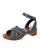 Saint Laurent Denim Studded Accents Slingback Sandals