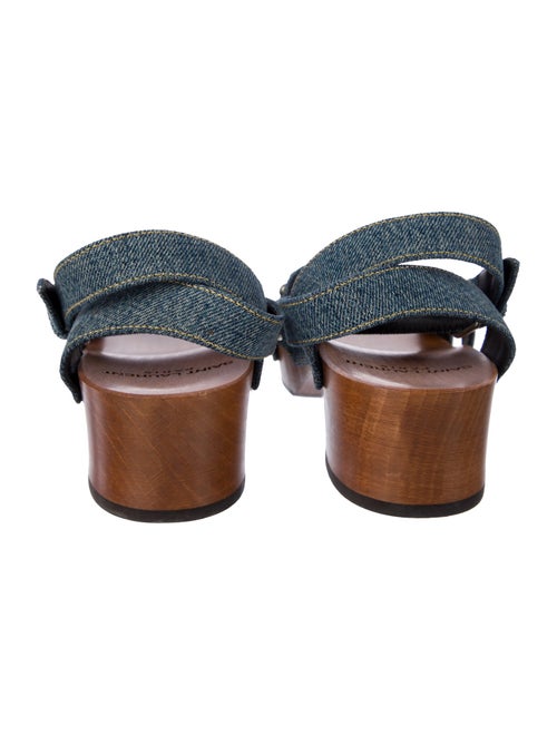 Saint Laurent Denim Studded Accents Slingback Sandals