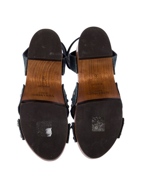 Saint Laurent Denim Studded Accents Slingback Sandals