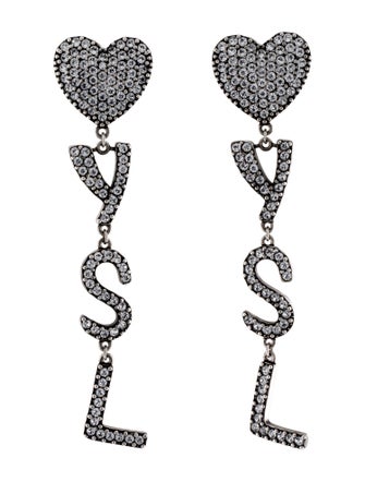 Saint Laurent Crystal Opyum YSL Clip-On Earrings