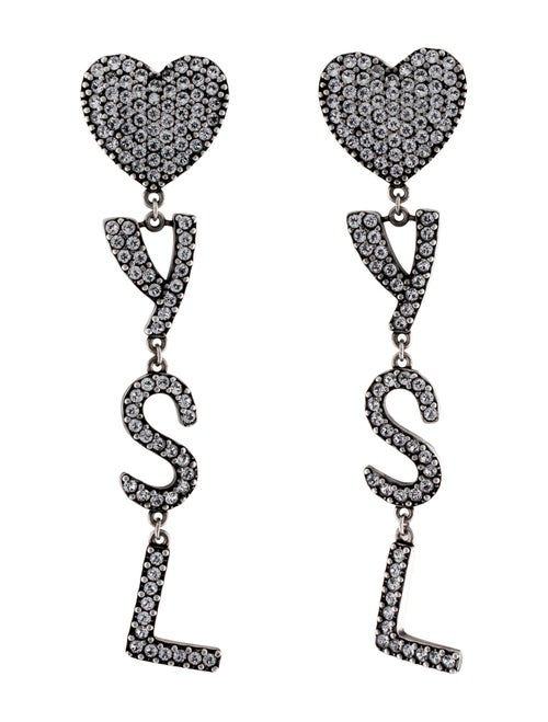 Saint Laurent Crystal Opyum YSL Clip-On Earrings
