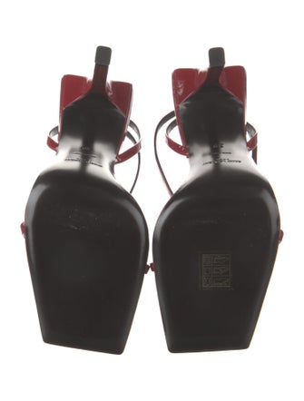 Saint Laurent Patent Leather Crystal Embellishments Sandals
