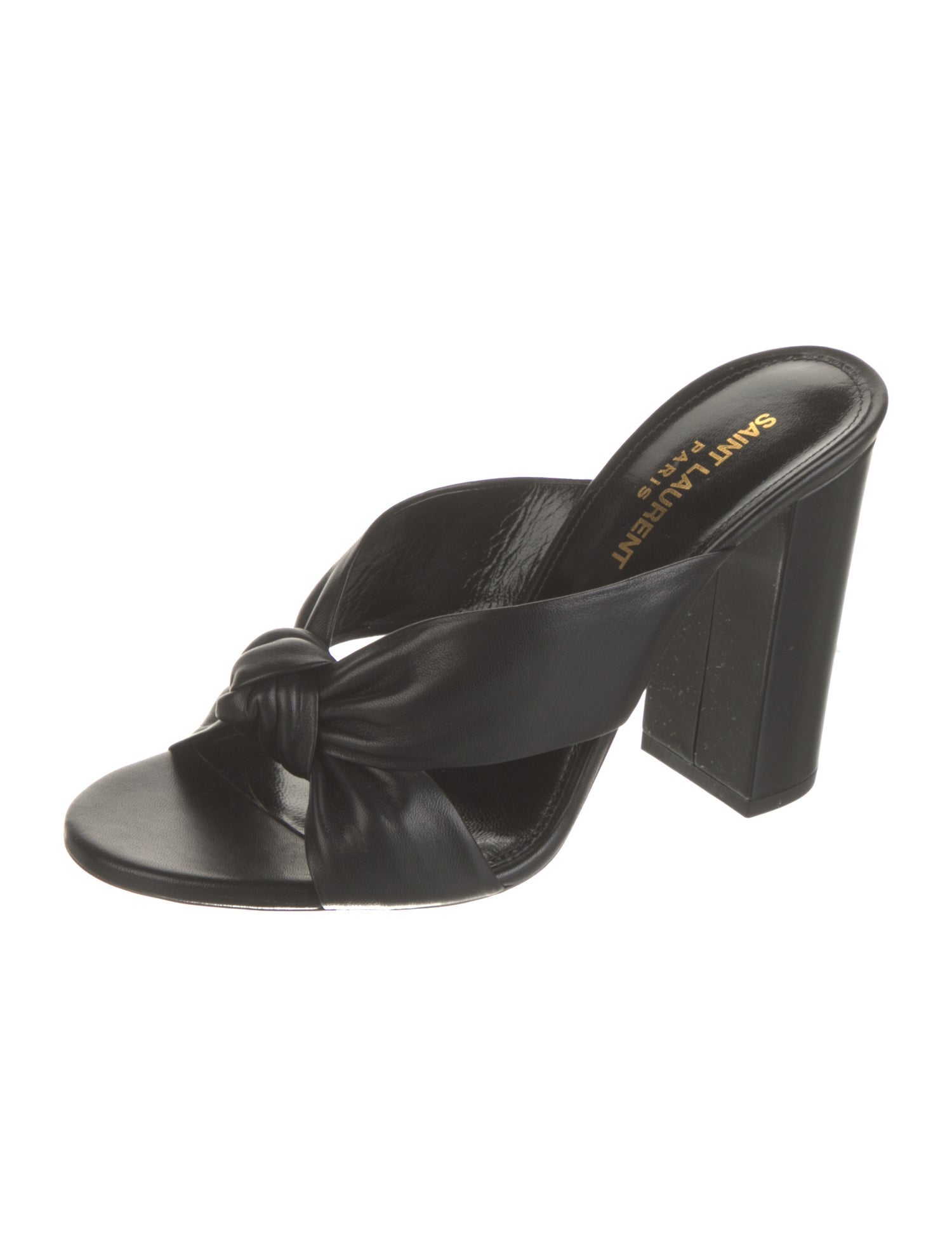 Saint Laurent Leather Cutout Accent Slides