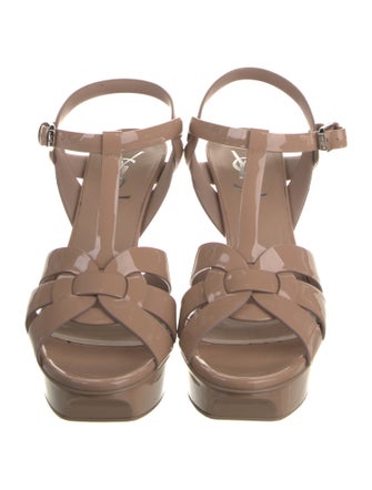 Saint Laurent Patent Leather T-Strap Sandals