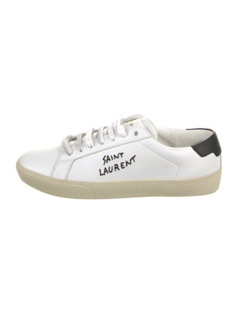 Saint Laurent Leather Embroidered Accent Sneakers
