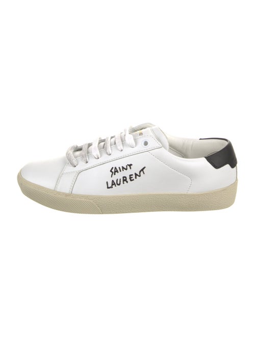 Saint Laurent Leather Embroidered Accent Sneakers