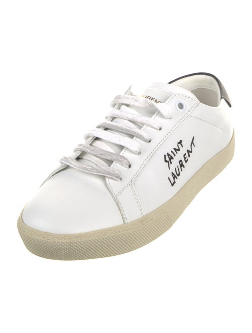 Saint Laurent Leather Embroidered Accent Sneakers