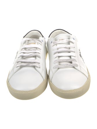 Saint Laurent Leather Embroidered Accent Sneakers