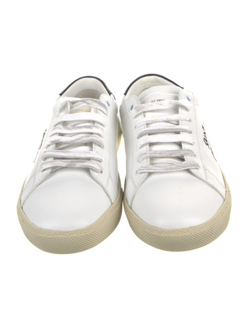Saint Laurent Leather Embroidered Accent Sneakers