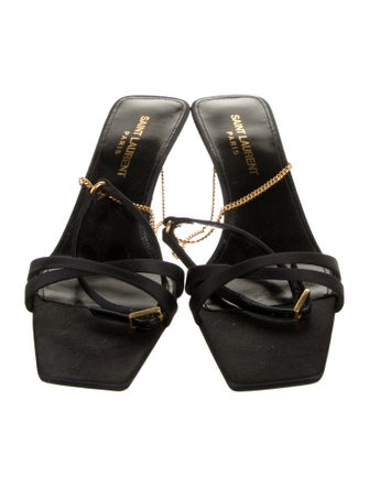 Saint Laurent Leather Chain-Link Accents Sandals