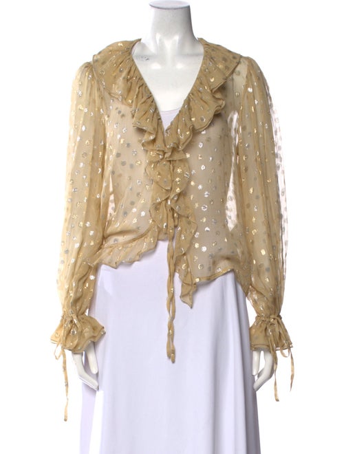 Saint Laurent Silk V-Neck Blouse