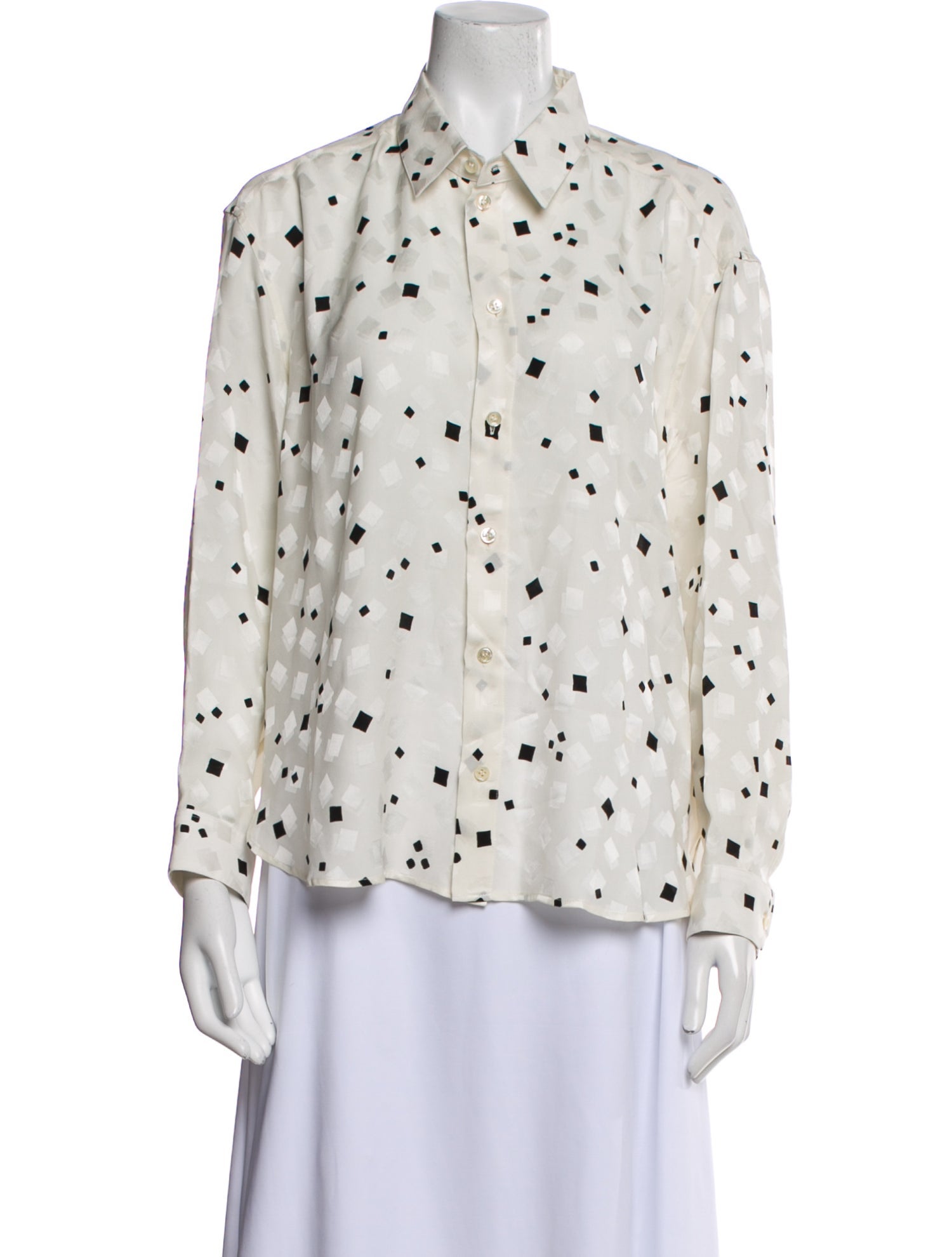 Saint Laurent Silk Printed Button-Up Top