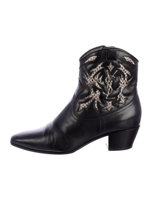 Saint Laurent Leather Animal Print Western Boots