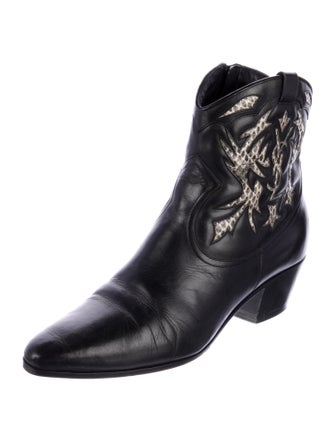 Saint Laurent Leather Animal Print Western Boots