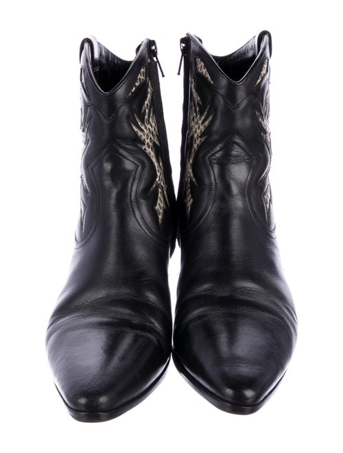 Saint Laurent Leather Animal Print Western Boots