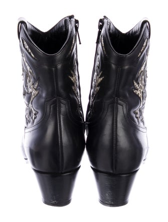 Saint Laurent Leather Animal Print Western Boots