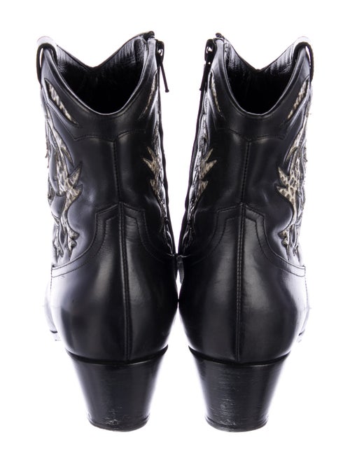 Saint Laurent Leather Animal Print Western Boots