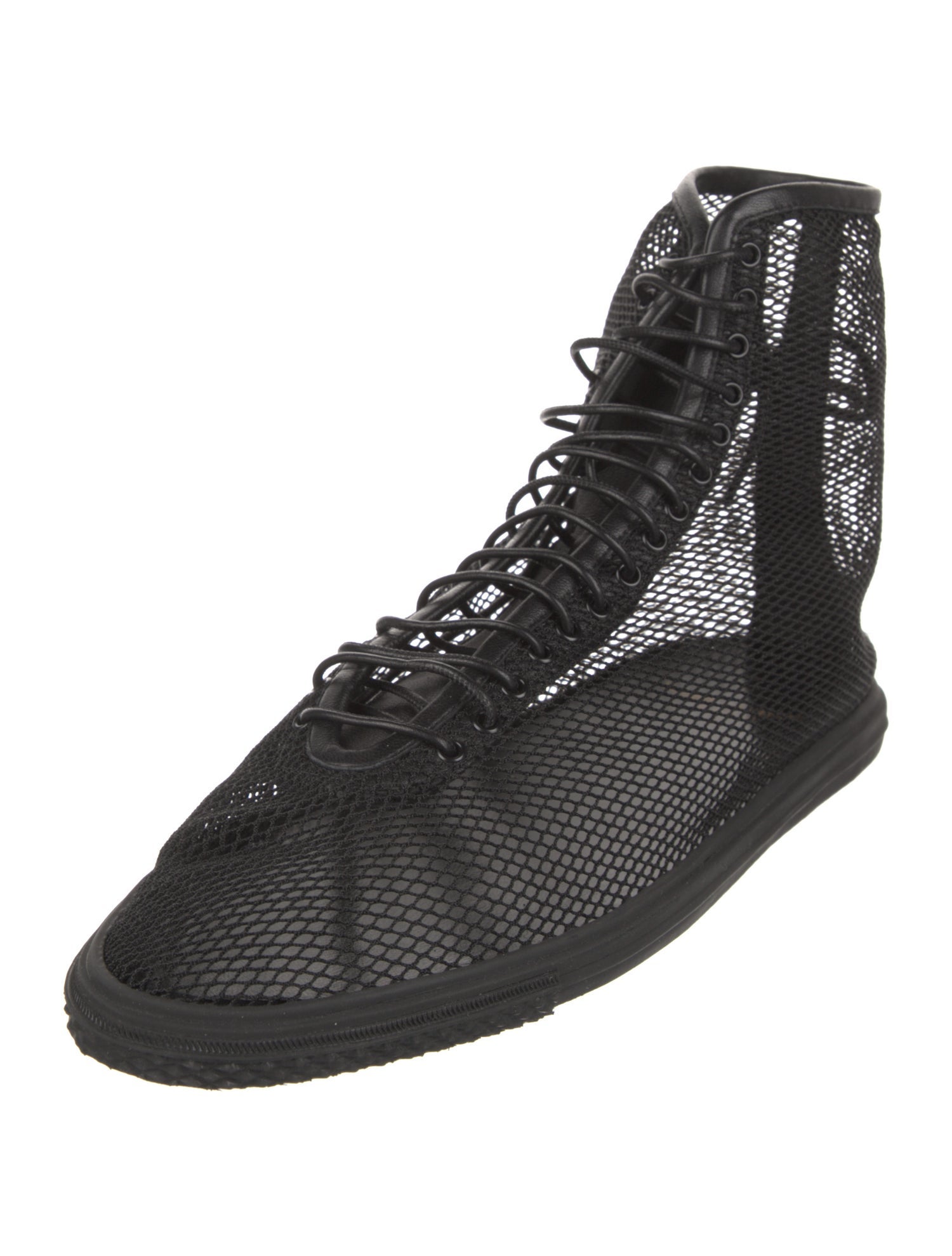Saint Laurent Mesh Leather Trim Embellishment Sneakers