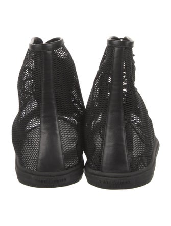 Saint Laurent Mesh Leather Trim Embellishment Sneakers