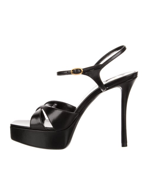 Saint Laurent Leather Crystal Embellishments Slingback Sandals