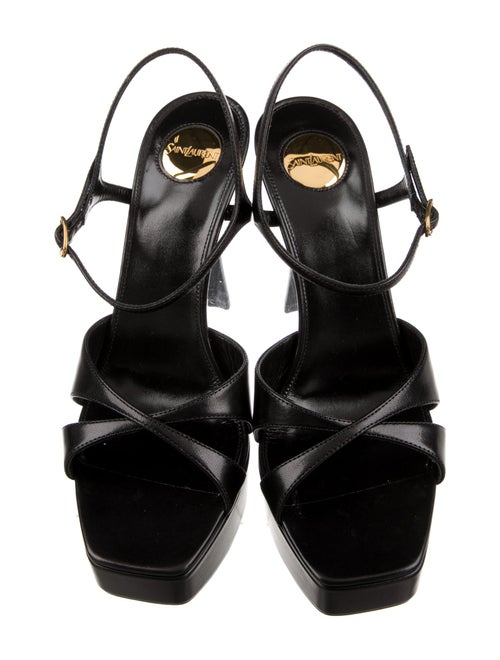 Saint Laurent Leather Crystal Embellishments Slingback Sandals