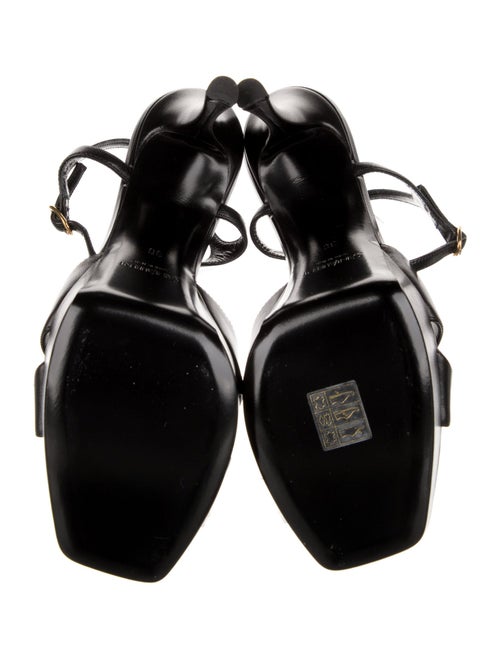 Saint Laurent Leather Crystal Embellishments Slingback Sandals