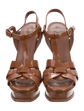 Saint Laurent Patent Leather T-Strap Sandals