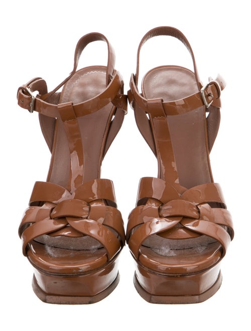 Saint Laurent Patent Leather T-Strap Sandals