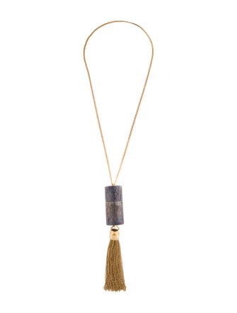 Saint Laurent Mother Of Pearl Paris Angelica Mini Tassel Pendant Necklace