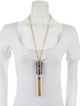 Saint Laurent Mother Of Pearl Paris Angelica Mini Tassel Pendant Necklace