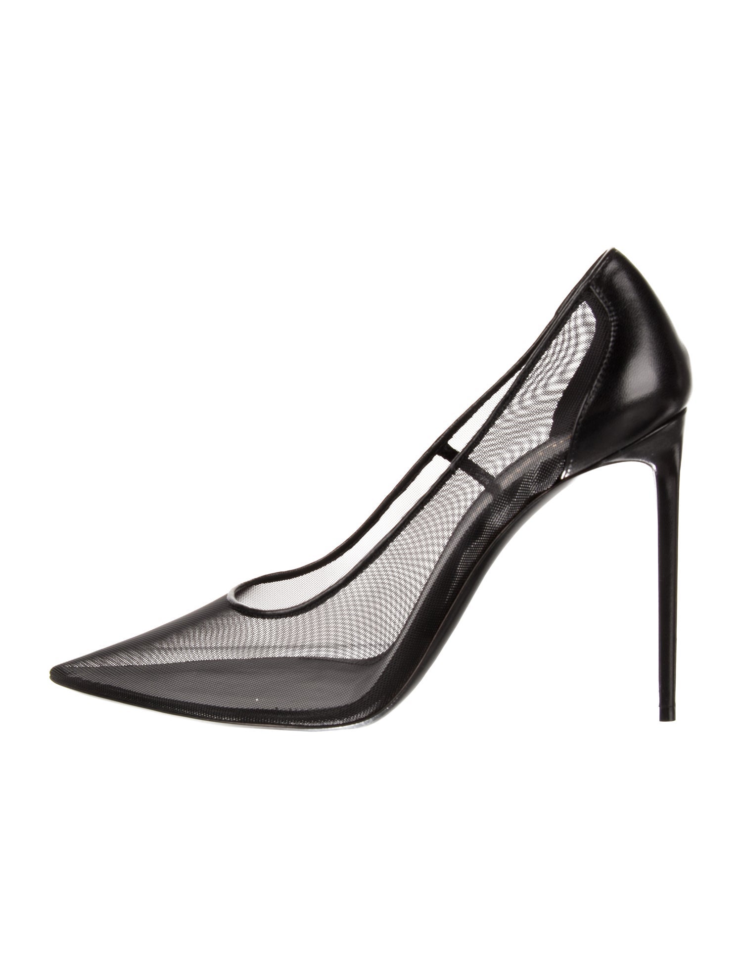 Saint Laurent Mesh Leather Trim Embellishment Pumps w/ Tags