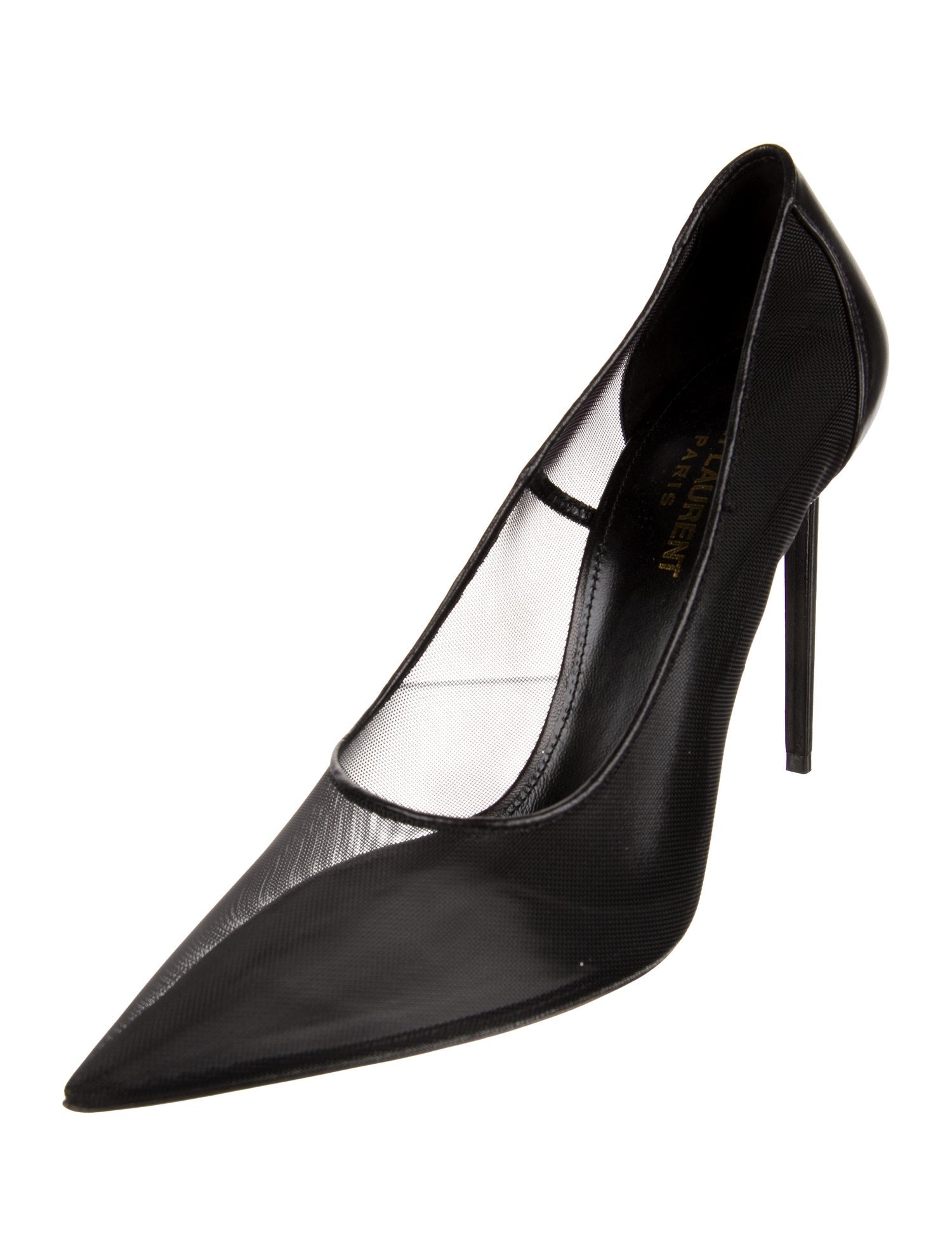 Saint Laurent Mesh Leather Trim Embellishment Pumps w/ Tags