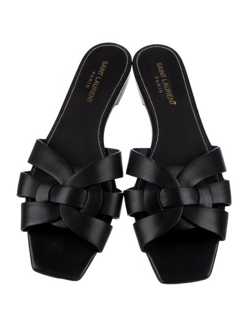 Saint Laurent Leather Cutout Accent Slides