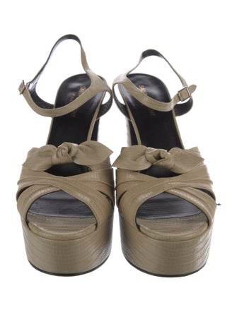 Saint Laurent Embossed Leather Bow Accents Sandals