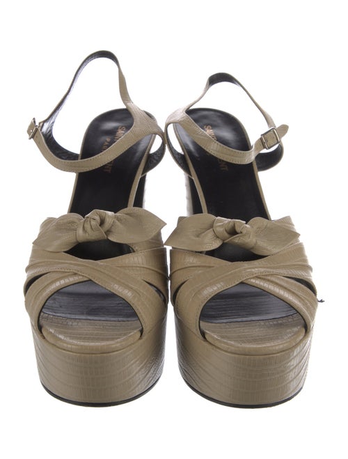 Saint Laurent Embossed Leather Bow Accents Sandals