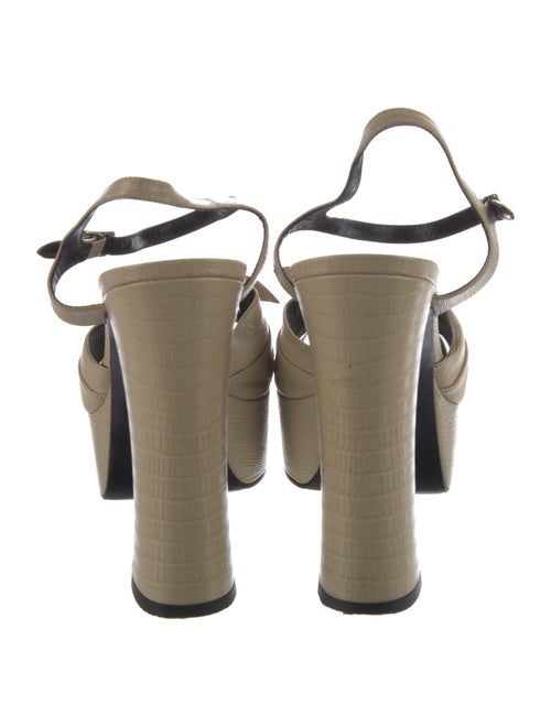 Saint Laurent Embossed Leather Bow Accents Sandals