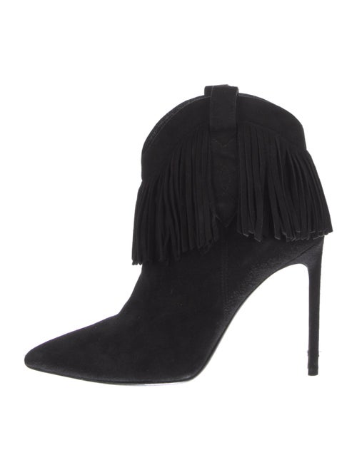 Saint Laurent Suede Fringe Trim Accent Western Boots