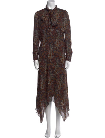 Saint Laurent Paisley Print Long Dress