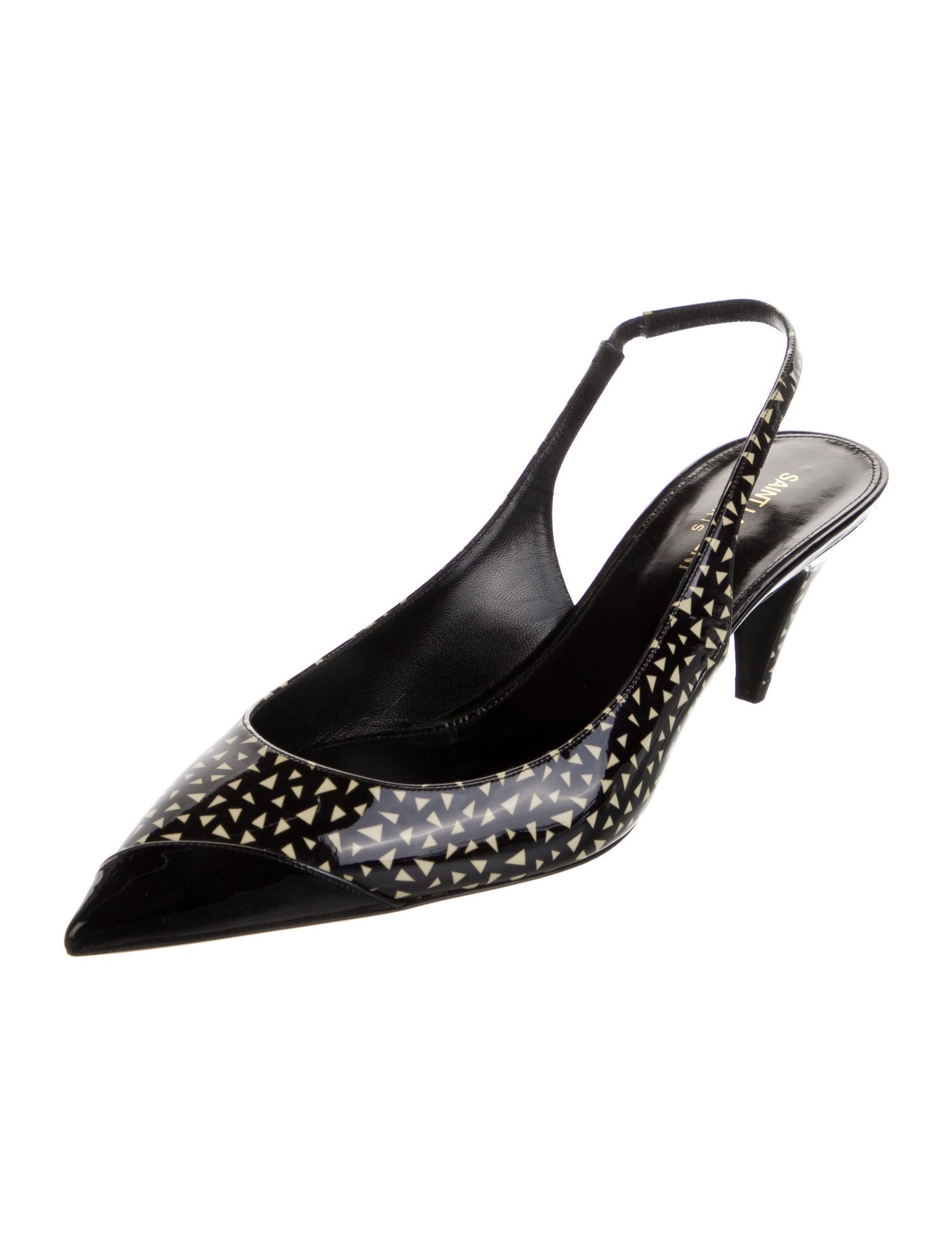 Saint Laurent Patent Leather Animal Print Slingback Pumps