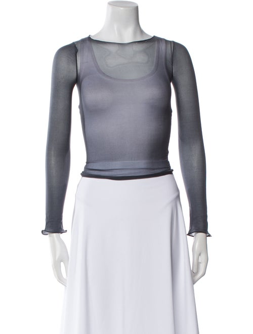 Saint Laurent Scoop Neck Long Sleeve Crop Top