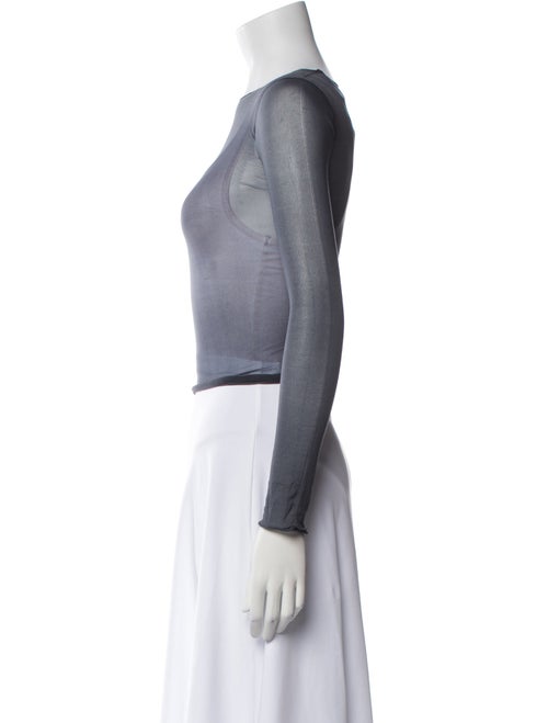 Saint Laurent Scoop Neck Long Sleeve Crop Top