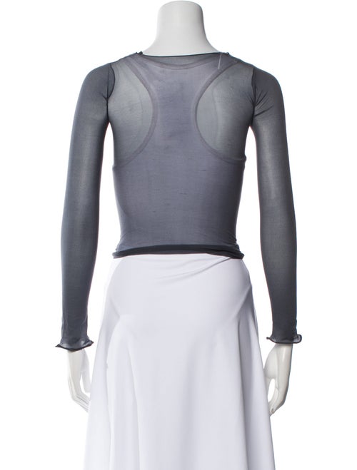 Saint Laurent Scoop Neck Long Sleeve Crop Top