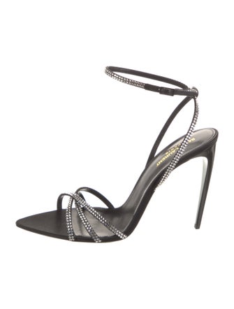 Saint Laurent Satin Crystal Embellishments Sandals