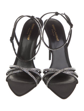 Saint Laurent Satin Crystal Embellishments Sandals