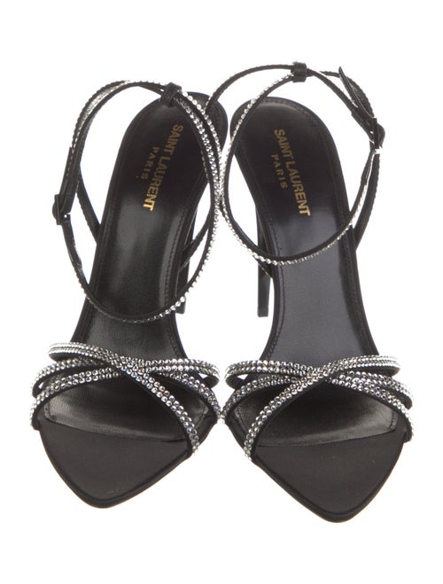 Saint Laurent Satin Crystal Embellishments Sandals