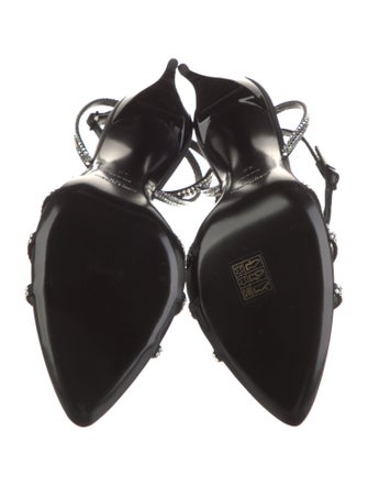 Saint Laurent Satin Crystal Embellishments Sandals