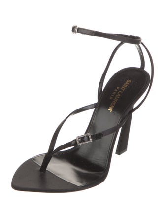 Saint Laurent Satin Crystal Embellishments Sandals