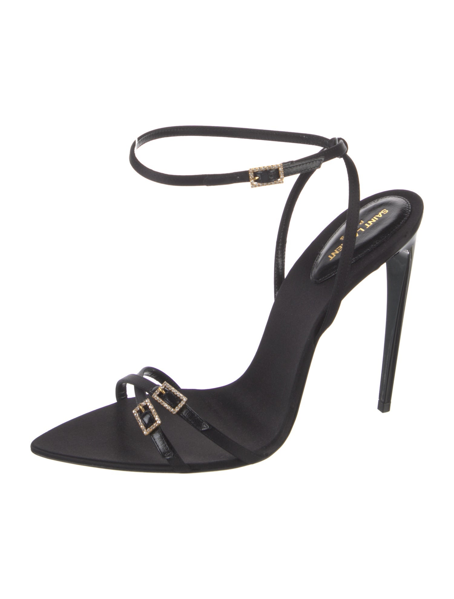 Saint Laurent Satin Crystal Embellishments Sandals