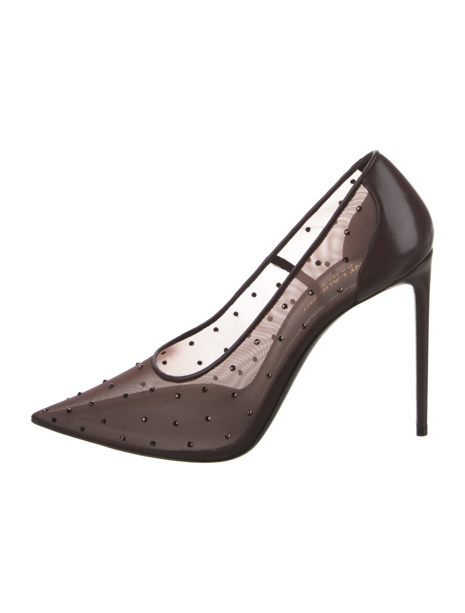 Saint Laurent Mesh Crystal Embellishments Pumps